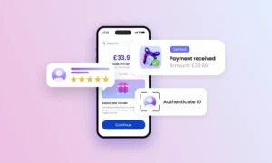 telefono cellulare con app bancaria aperta
