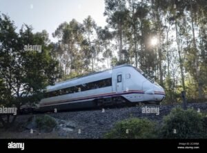 treno in corsa su binari ferroviari panoramici